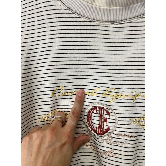 Vintage Women’s Casual Equipe Original Sport Logo Stripped Sweater Small Flaws - Picture 4 of 15